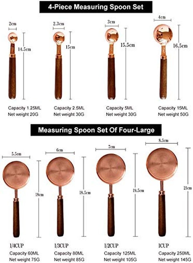 Koyet Stainless Steel Measuring Cups & Spoons Set, Dry & Liquid Ingredients, Stackable Cup, Microwave & Oven Safe, Cooking & Baking, Set of 8 - Image 2